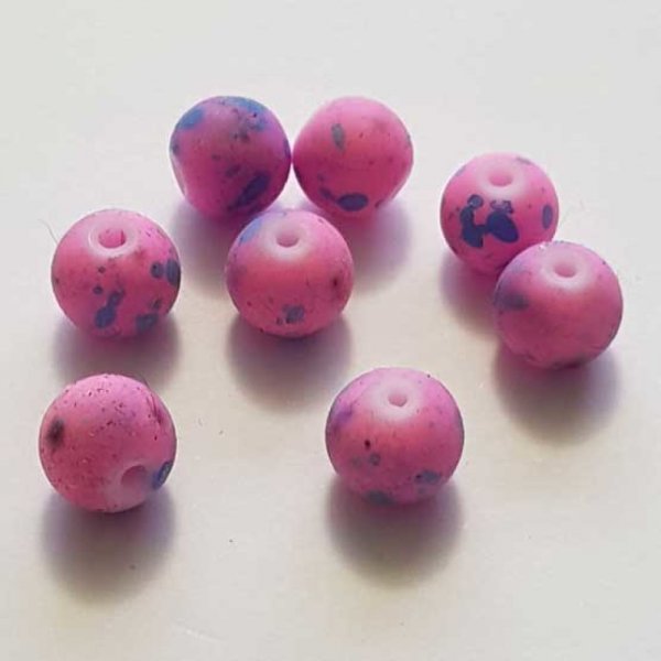 Perle Ronde effet gomme tachet&eacute; 10 mm Rose 01