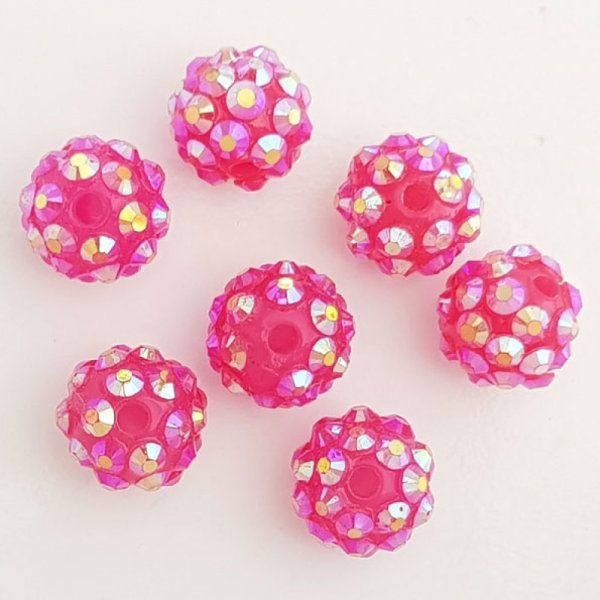 Cuenta acr&iacute;lica y strass 10 mm estilo shamballa N&deg;02