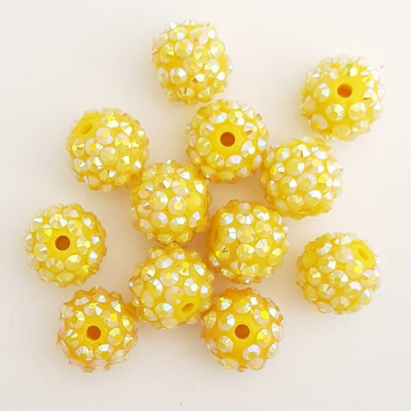 Cuenta de acr&iacute;lico y strass 14 mm estilo shamballa N&deg;01