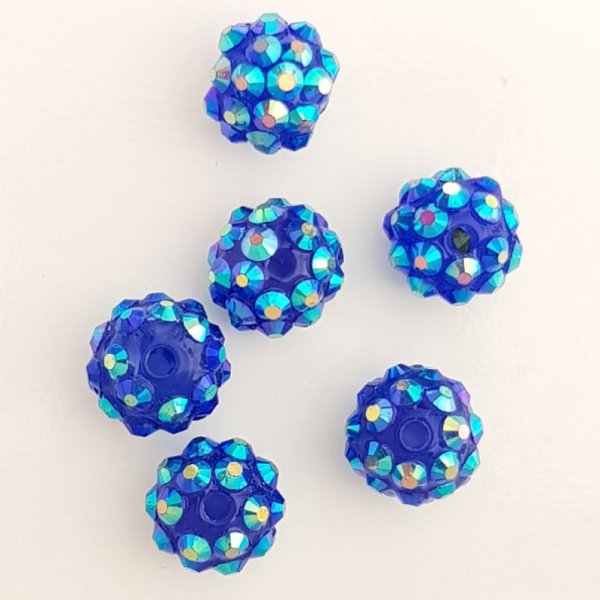 Cuenta acr&iacute;lica y strass 10 mm estilo shamballa N&deg;03