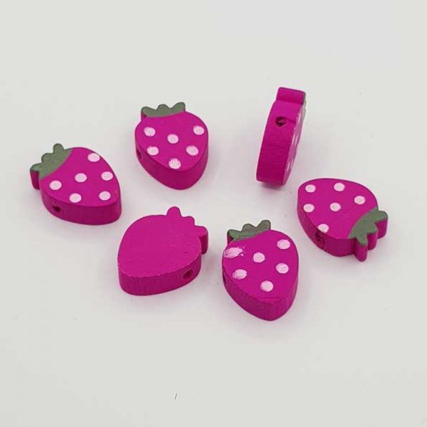 Cuenta de madera en forma de fresa morada N&deg;01-04