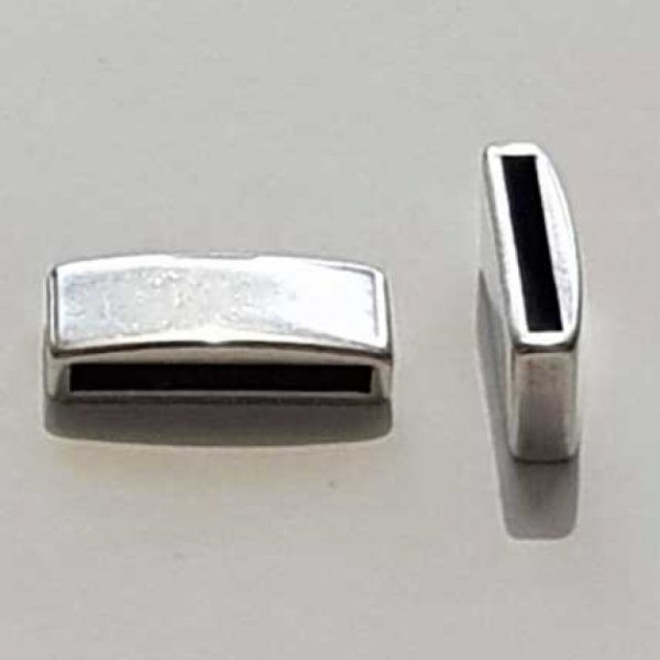 Perle passant rectangle pour cuir 20 mm Argent N&deg;11