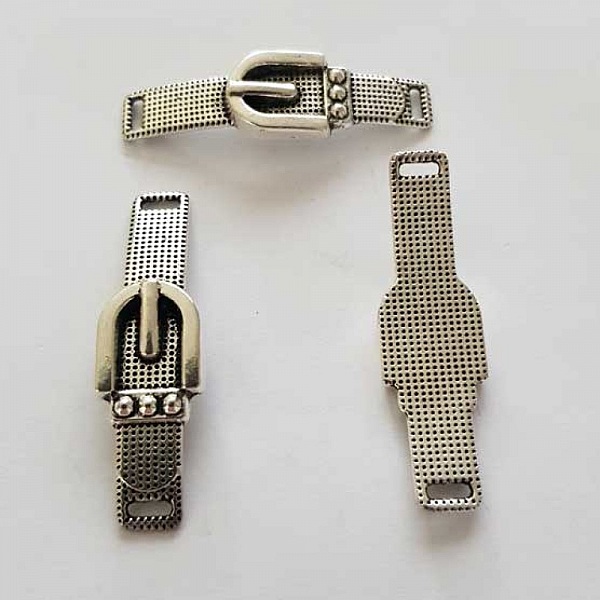 Perle passant rectangle pour cuir 04 mm Argent N&deg;01