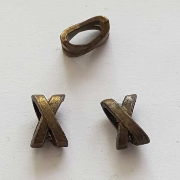 Perle passant rectangle pour cuir 06 mm Bronze N&deg;03