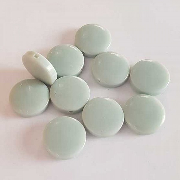 Perle plate plastique rond bleu 15 mm N&deg;01