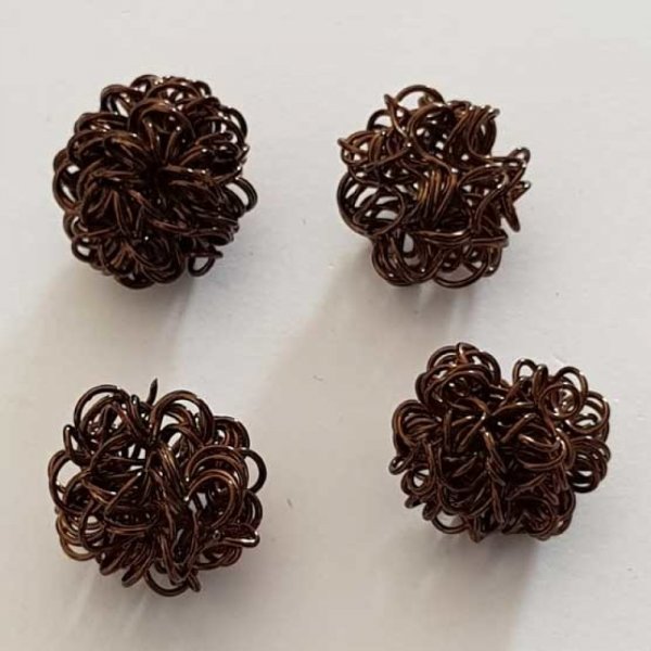 Perle ronde fil de fer m&eacute;tal fantaisie 16 mm Marron