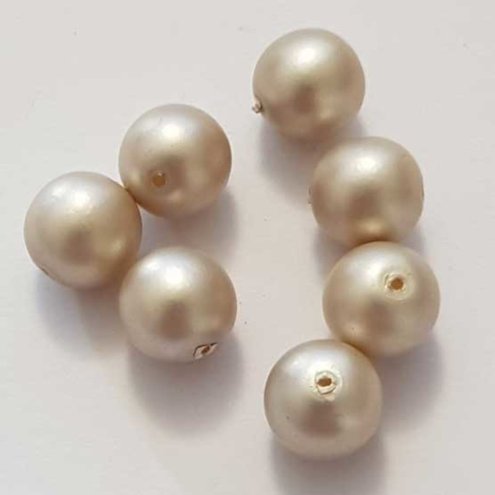 Perle ronde verre effet nacré beige foncé 10 mm N°01