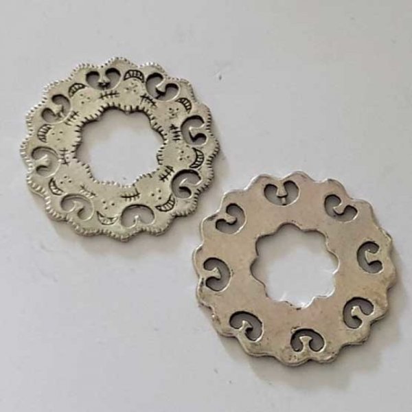 Perle rondelle plate anneau intercalaire en m&eacute;tal argent&eacute; 012 Argent