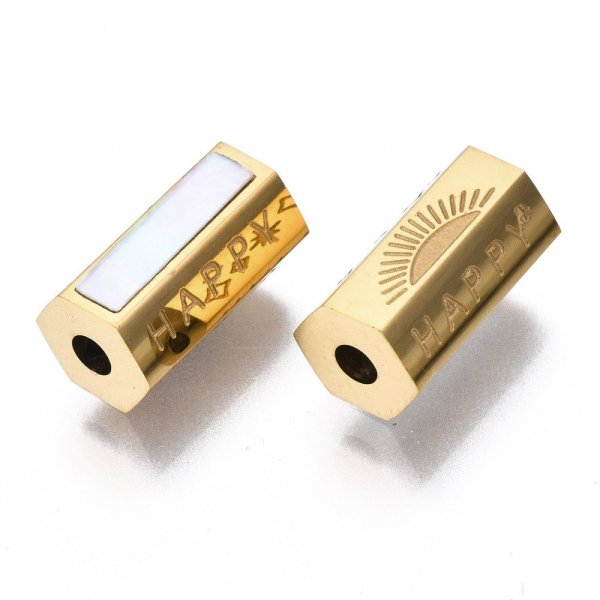 Perle tube 12 mm Happy Acier Inoxydable N&deg;06