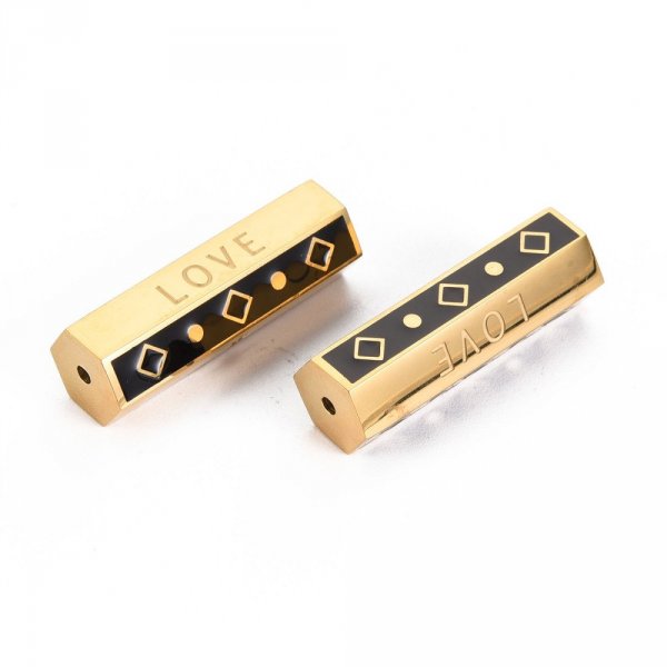 Perle tube 26 mm Love Acier Inoxydable N&deg;04 Dor&eacute;