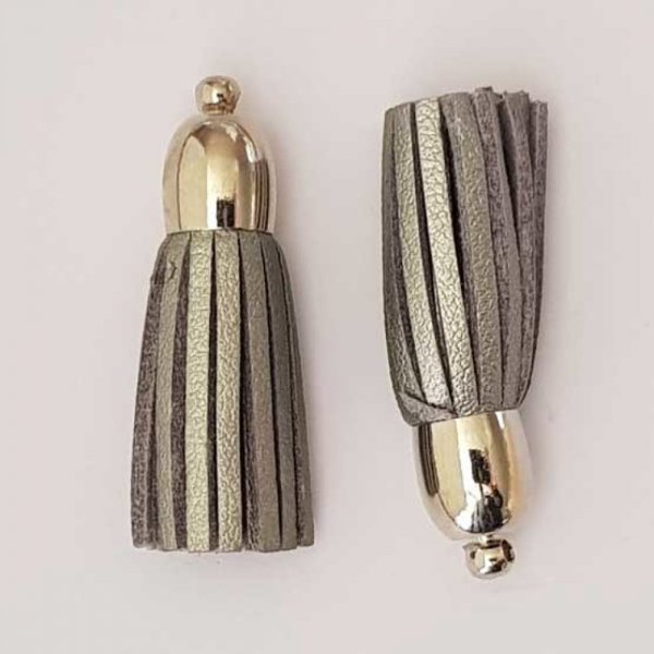 Pompon cuir uni 38 mm N&deg;21 Gris