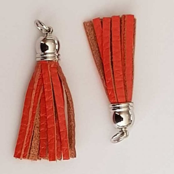 Pompon cuir uni 50 mm N&deg;06 Orange