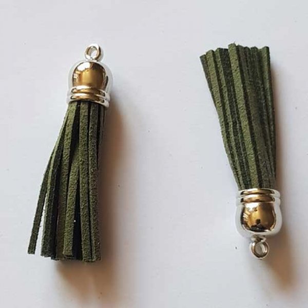 Pompon su&eacute;dine uni 60 mm N&deg;33 Kaki