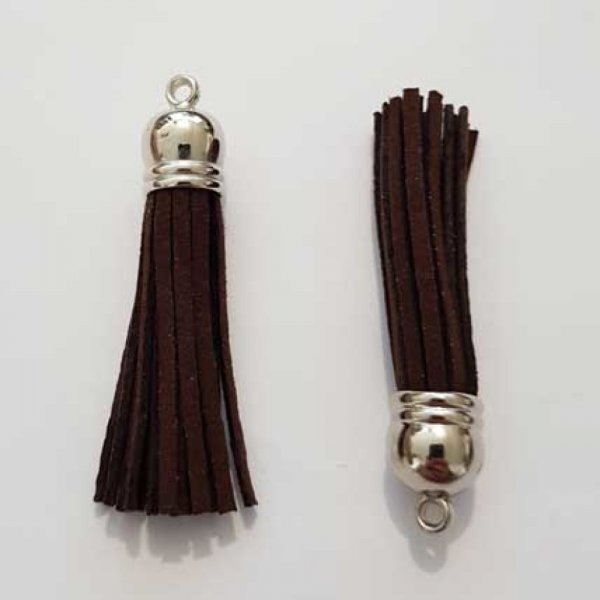 Pompon su&eacute;dine uni 60 mm N&deg;25 Marron Fonc&eacute;