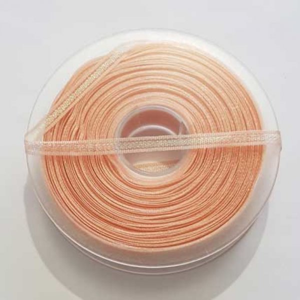 Ruban 06 mm Saumon Paillet&eacute; Or