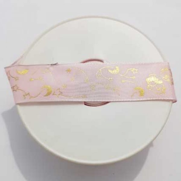 Ruban Galon 25 mm motif ange laitonn&eacute;