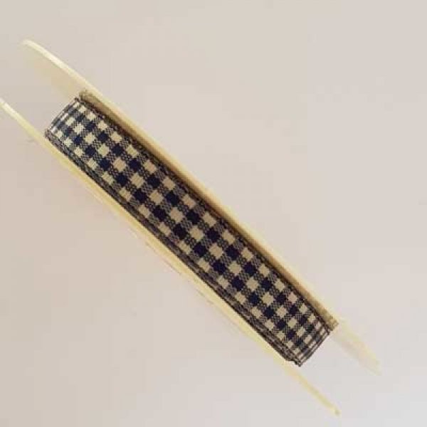 Ruban vichy marine et blanc de 10 mm au m&egrave;tre