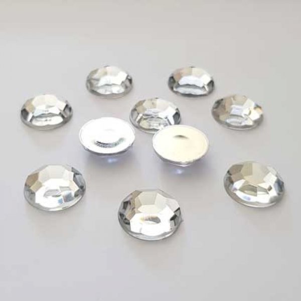 Strass rond argent 14 mm par 10 pi&egrave;ces