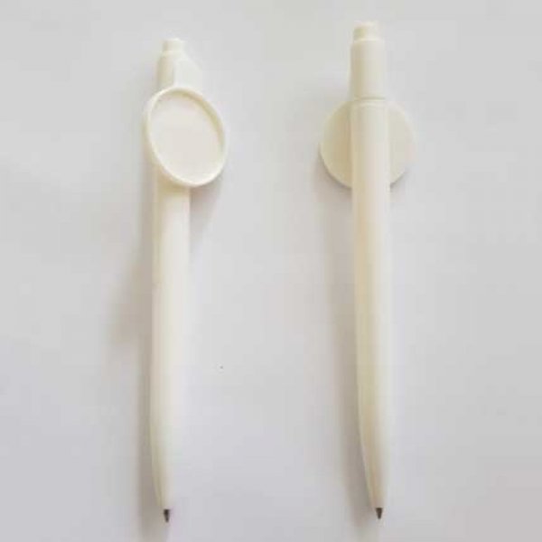 Bol&iacute;grafo blanco con capuch&oacute;n de 25 mm