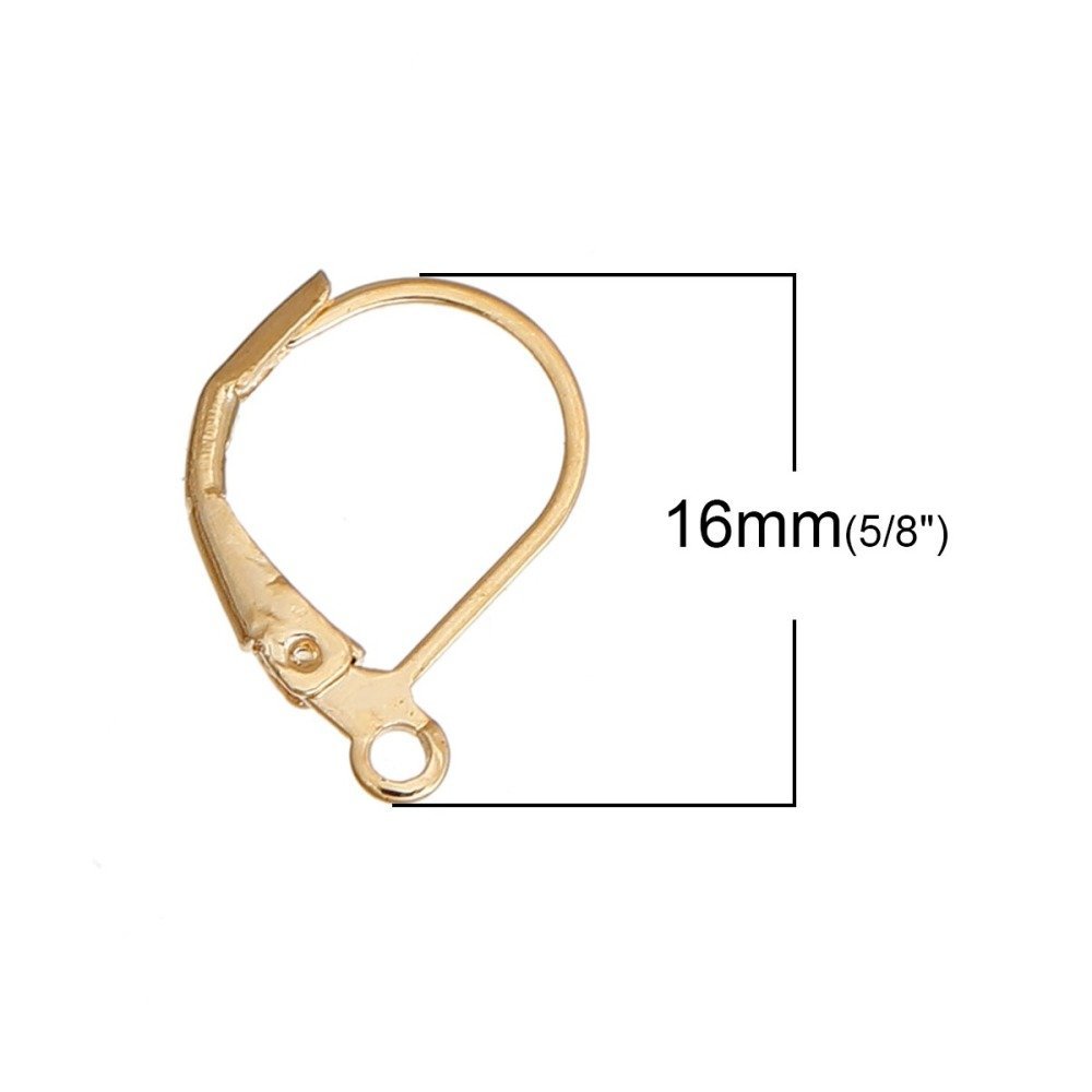 Soporte para pendientes Dormeuse N°16 bañado en oro de 14 quilates