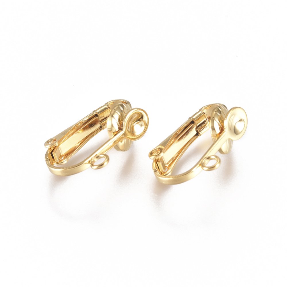 Portapendientes Acero inoxidable Clip N°01 x 1 par chapado en oro