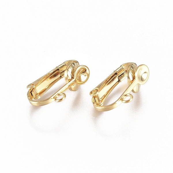 Portapendientes Acero inoxidable Clip N&deg;01 x 1 par chapado en oro