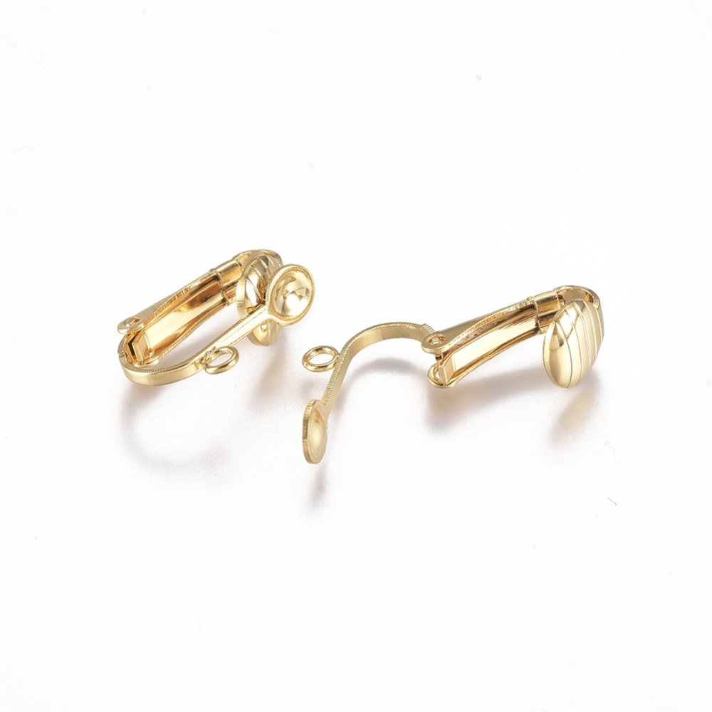 Portapendientes Acero inoxidable Clip N°01 x 1 par chapado en oro