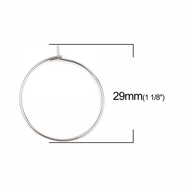 Portapendientes Criollo Acero Inoxidable Plata N&deg;03-25 mm x 5 pares