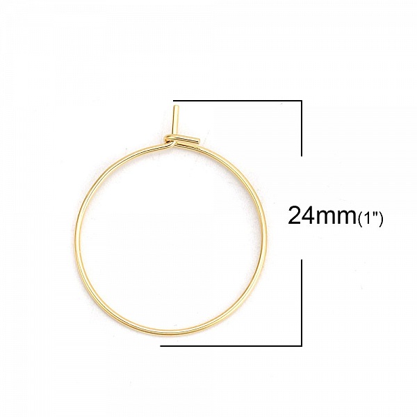 Portapendientes criollo de acero inoxidable dorado N&deg;03-20 mm x 5 pares