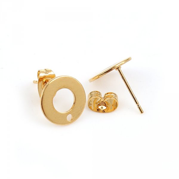 Portapendientes 10 mm redondo acero inoxidable chip N&deg;04 Oro