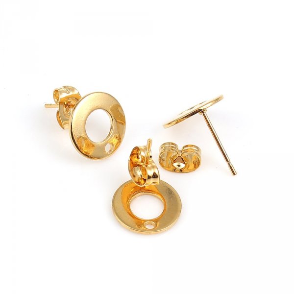 Portapendientes 10 mm redondo acero inoxidable chip N&deg;04 Oro