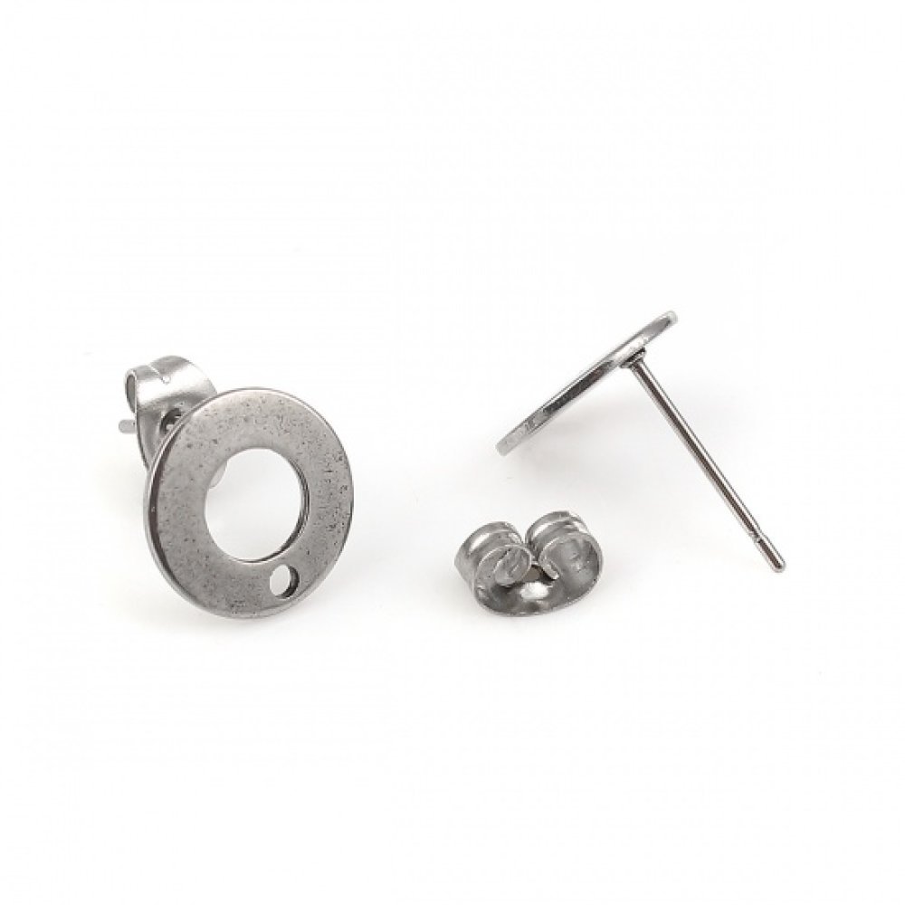 Portapendientes 10 mm acero inoxidable redondo chip N°04 Plata