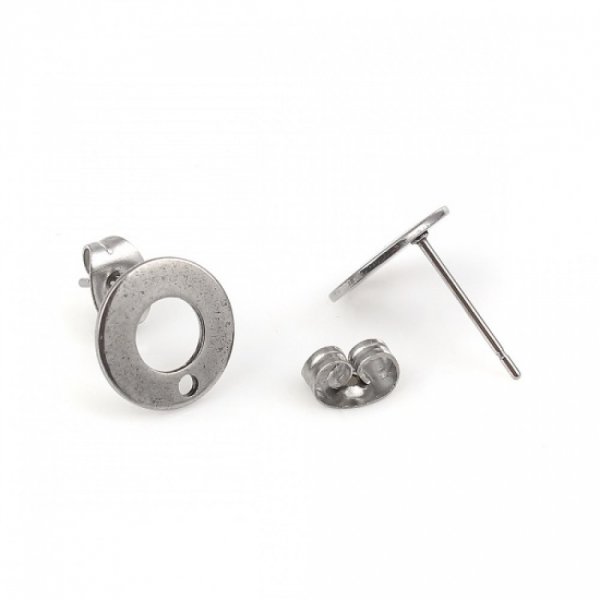 Portapendientes 10 mm acero inoxidable redondo chip N&deg;04 Plata