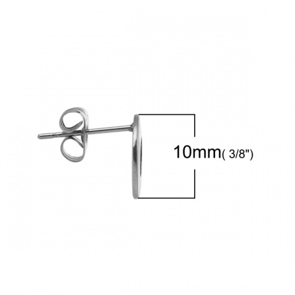 Portapendientes 10 mm acero inoxidable redondo chip N°04 Plata