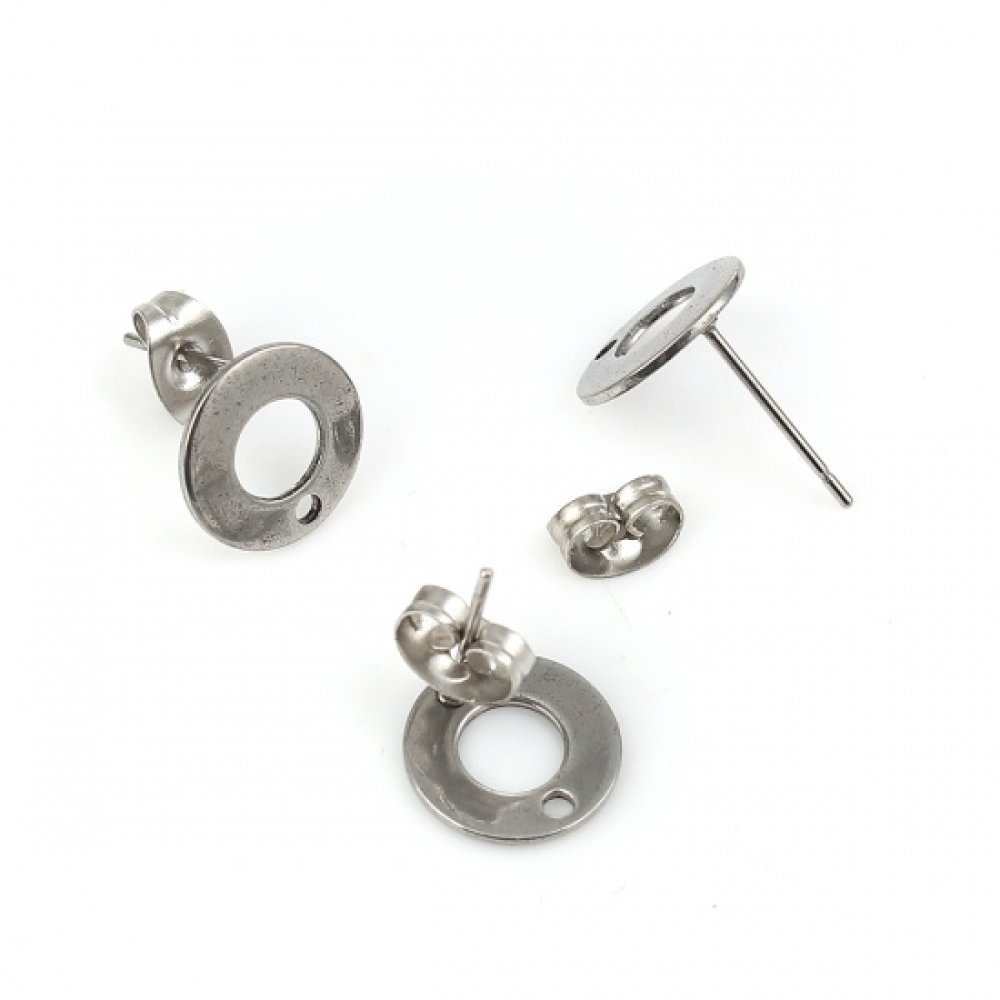 Portapendientes 10 mm acero inoxidable redondo chip N°04 Plata