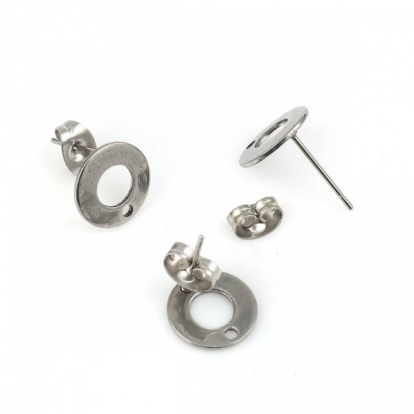 Portapendientes 10 mm acero inoxidable redondo chip N&deg;04 Plata