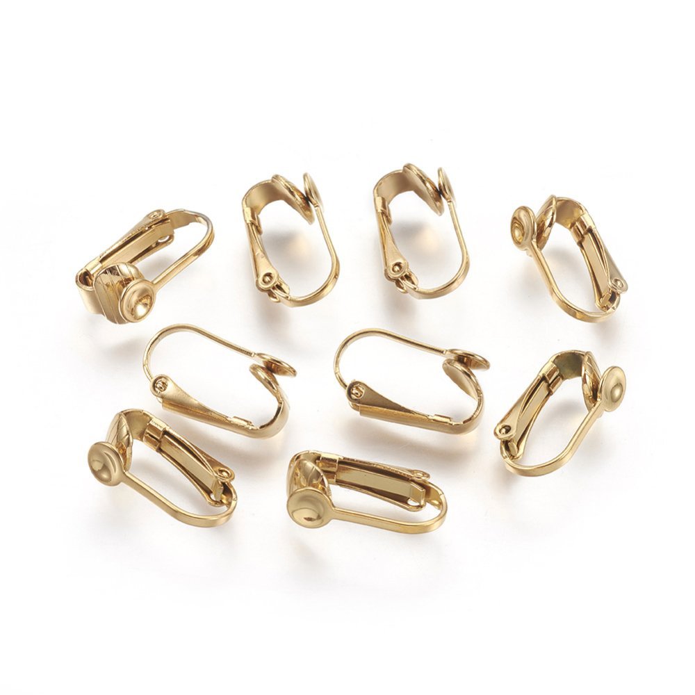 Portapendientes Acero inoxidable Clip N°04 x 1 par chapado en oro