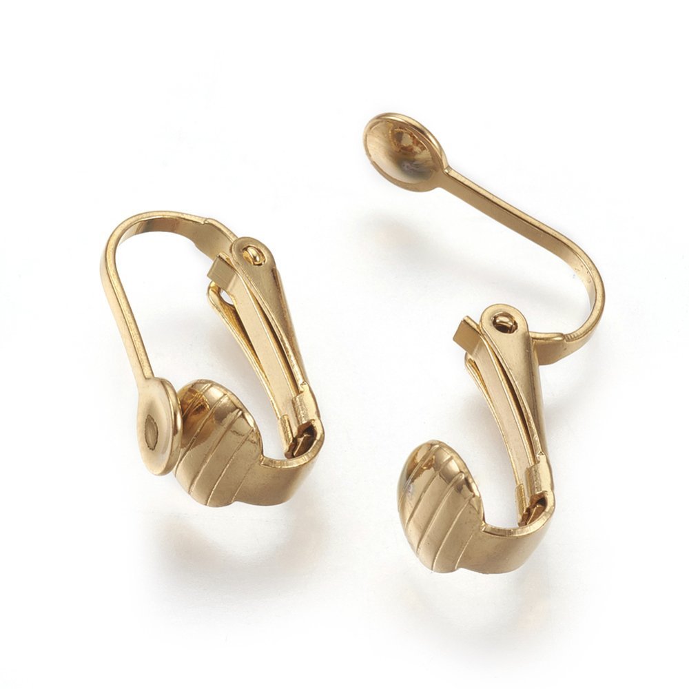 Portapendientes Acero inoxidable Clip N°04 x 1 par chapado en oro