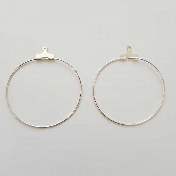 Support Boucle d'oreille Cr&eacute;ole M&eacute;tal Argent&eacute; 30 mm x 1 paire