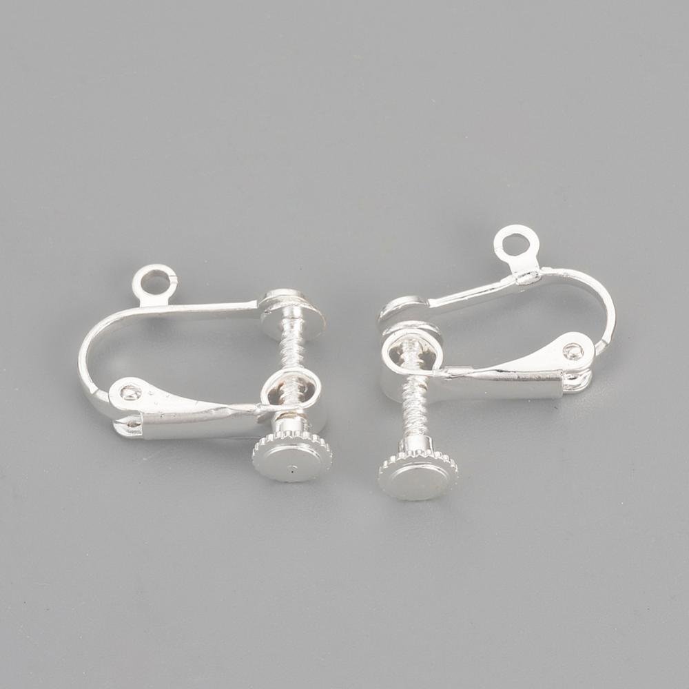 Support Boucle d'oreille Clip réglable à vis argenté 15 x 17 mm x 1 paire