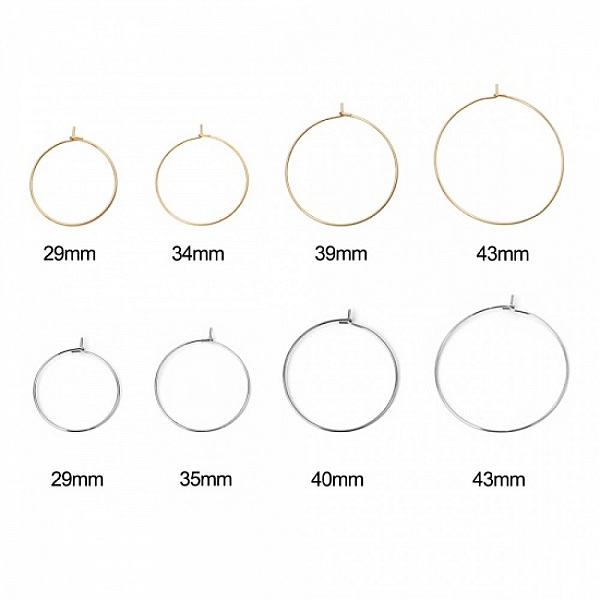 Support Boucle d'oreille Cr&eacute;ole en Acier Inoxydable Dor&eacute; N&deg;03-40 mm 02 x 5 paires