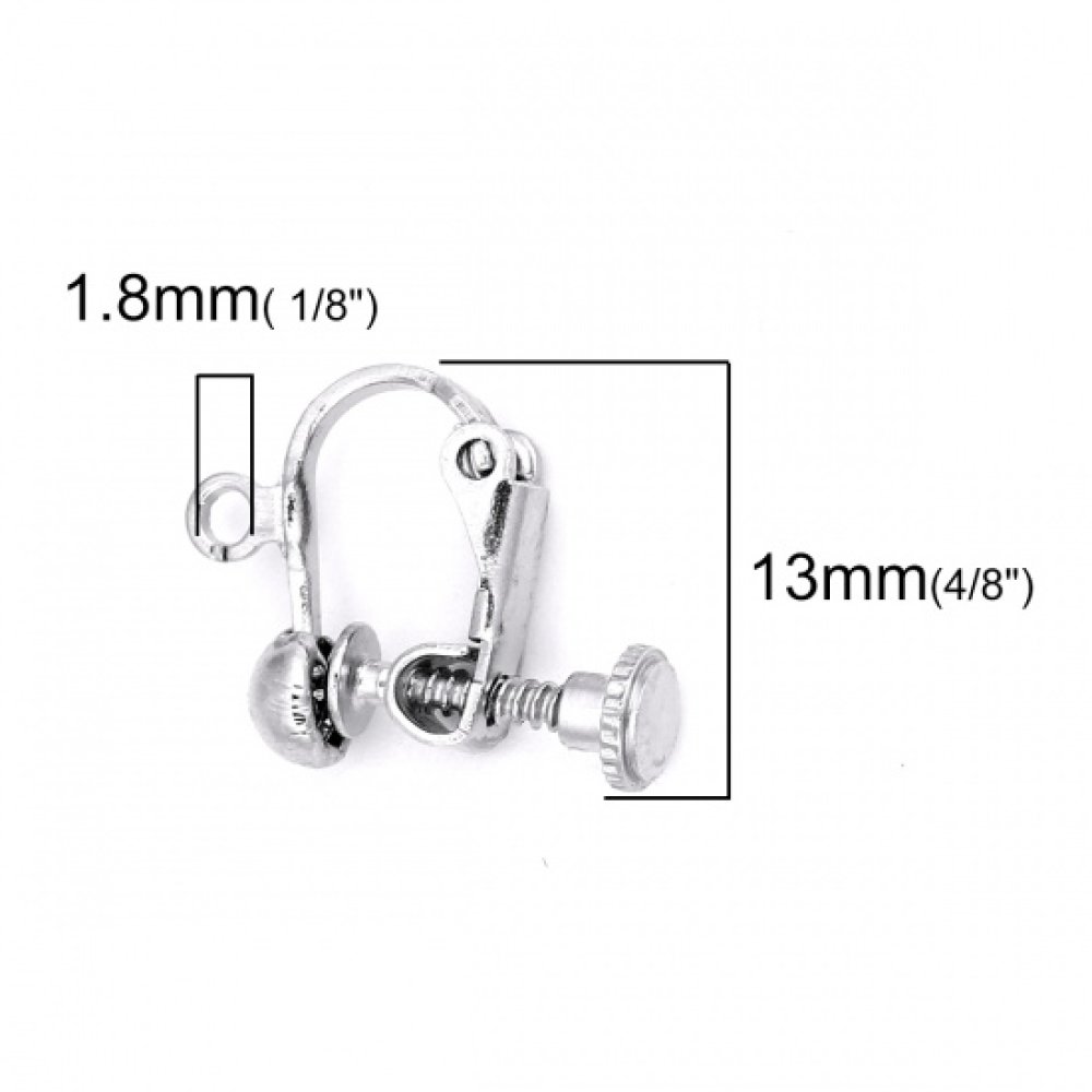 Support Boucle d'oreille Clip réglable à vis argent Vieilli 13 x 18 mm x 1 paire