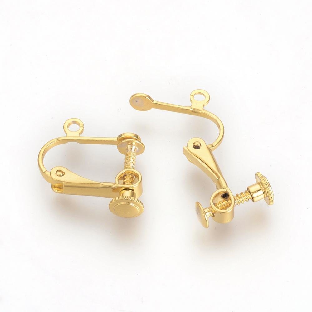 Support Boucle d'oreille Clip réglable à vis doré 15 x 17 mm x 1 paire