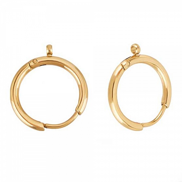 Support Boucle d'oreille Cr&eacute;ole Plaqu&eacute; Or 14K Dor&eacute; 15 mm
