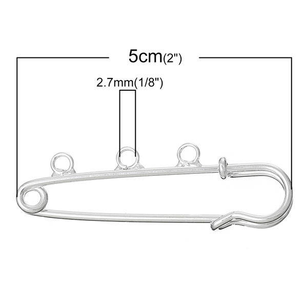 Porta broche Plata 3 anillas 50x15 mm N°002-par1 