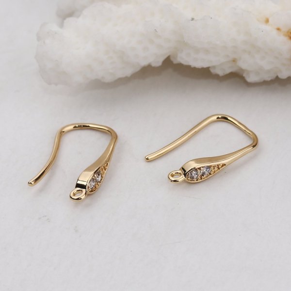 Portapendientes N&deg;26 Gancho chapado en oro y strass