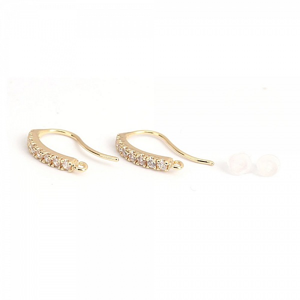 Pendientes N&deg;31 Gancho chapado en oro de 18 quilates y strass transparente