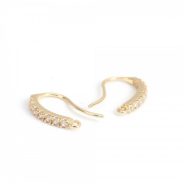 Pendientes N&deg;31 Gancho chapado en oro de 18 quilates y strass transparente