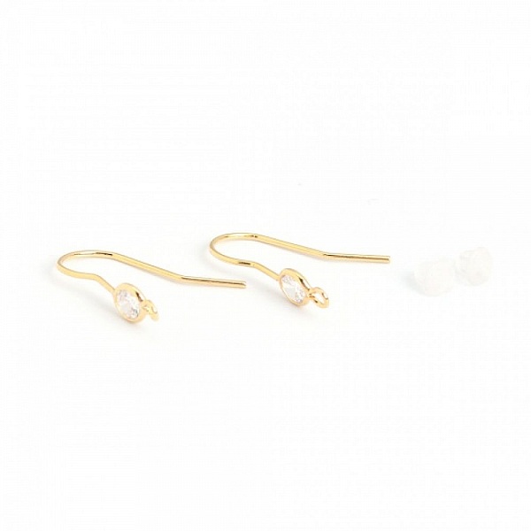 Pendientes N&deg;35 Gancho chapado en oro de 18 quilates y strass transparente