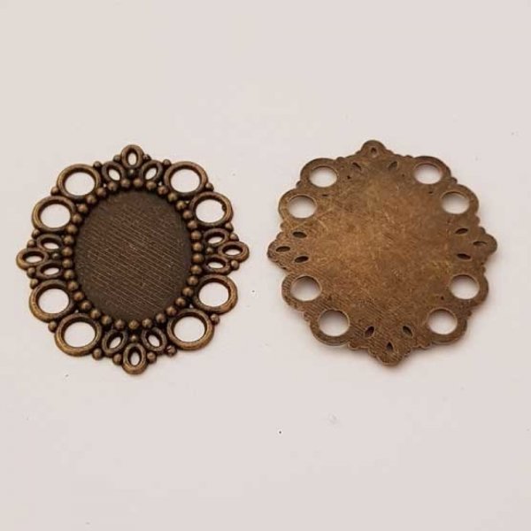 Support cabochon Ovale de 25 X 18 mm Bronze N&deg;03